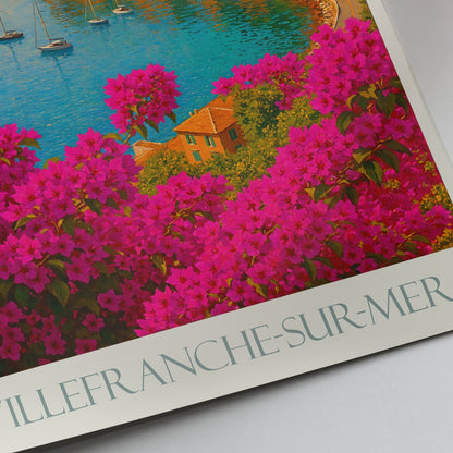 Villefranche-sur-Mer Travel Poster, French Riviera Art Print | Mediterranean Coastal Wall Decor | Summer Vacation Gift