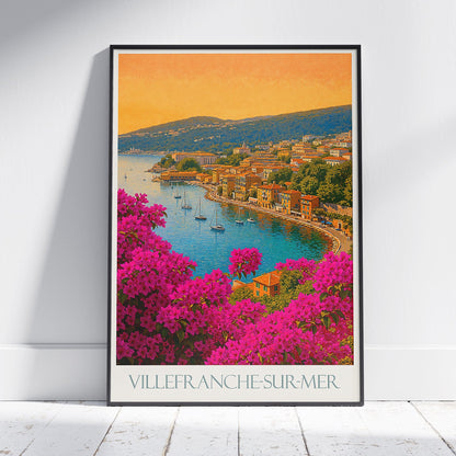 Villefranche-sur-Mer Travel Poster, French Riviera Art Print | Mediterranean Coastal Wall Decor | Summer Vacation Gift