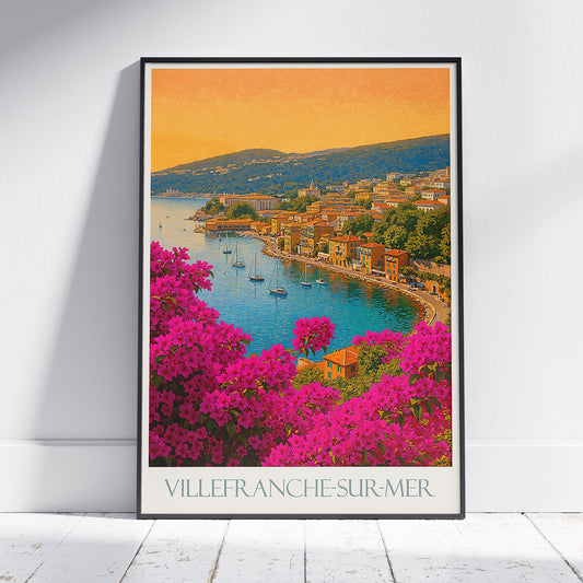 Villefranche-sur-Mer Travel Poster, French Riviera Art Print | Mediterranean Coastal Wall Decor | Summer Vacation Gift