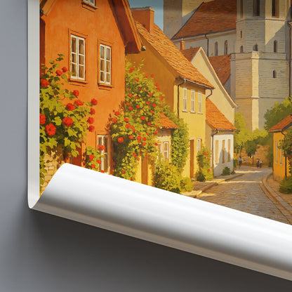 Visby Travel Poster | Sweden Cathedral Towers Wall Art Print | Charming Old Town Cityscape Home Decor Gift