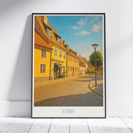 Visby Travel Poster, Charming Swedish Street ~ Old Town Art Print | Medieval City Decor | Gotland Vacation Gift