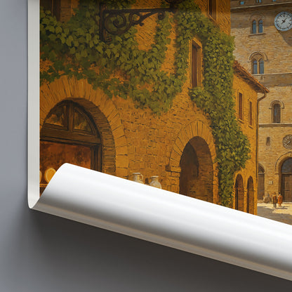 Volterra Italy Travel Poster | Tuscan Stone Alleyway Wall Art Print | Historic Old Town Decor & Italian Gift