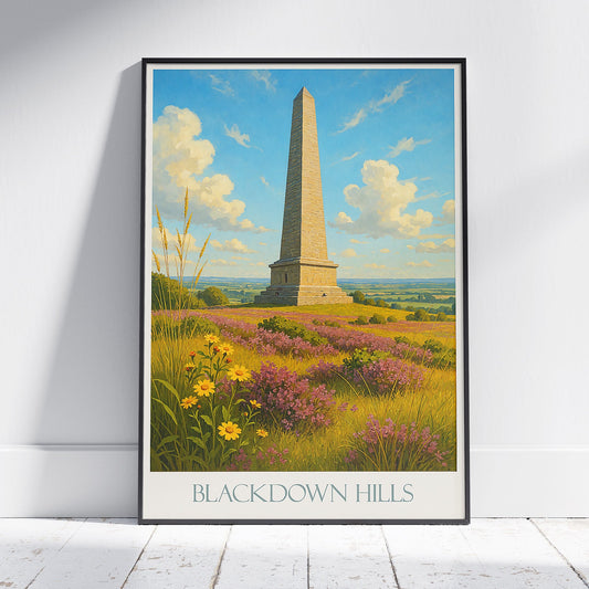 Wellington Monument Travel Poster | Blackdown Hills Art Print | Somerset England Decor | UK Countryside Gift