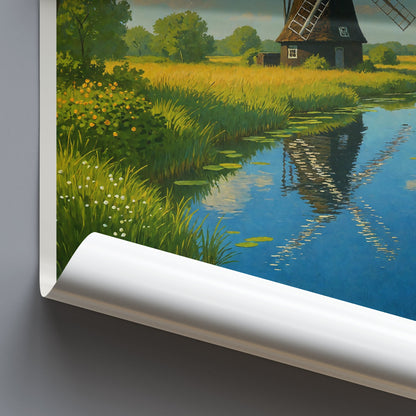 Wicken Fen Travel Poster | England Windmill Art Print | Cambridge Landscape Wall Decor
