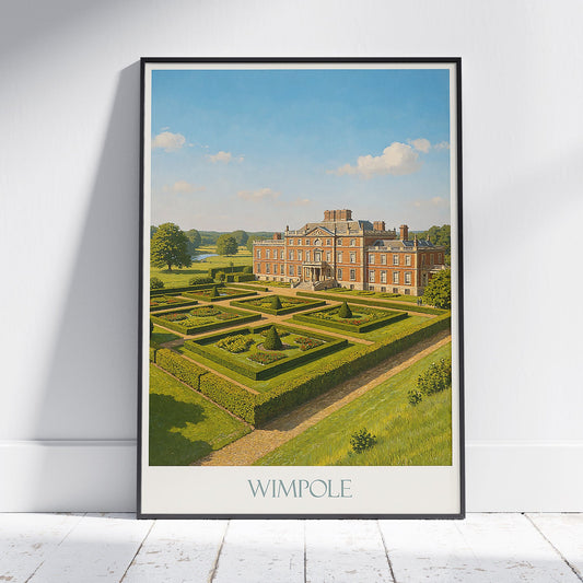 Wimpole Hall Travel Poster, England Stately Home Art | National Trust Print | UK Grandeur | Historic Countryside Decor