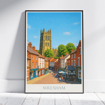 Wrexham Travel Poster, St Giles Church Art Print | Charming Welsh City Scene | UK Home Decor Gift
