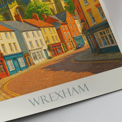 Wrexham Travel Poster, St Giles Church Art Print | Welsh Town Wall Decor | UK Vacation Gift
