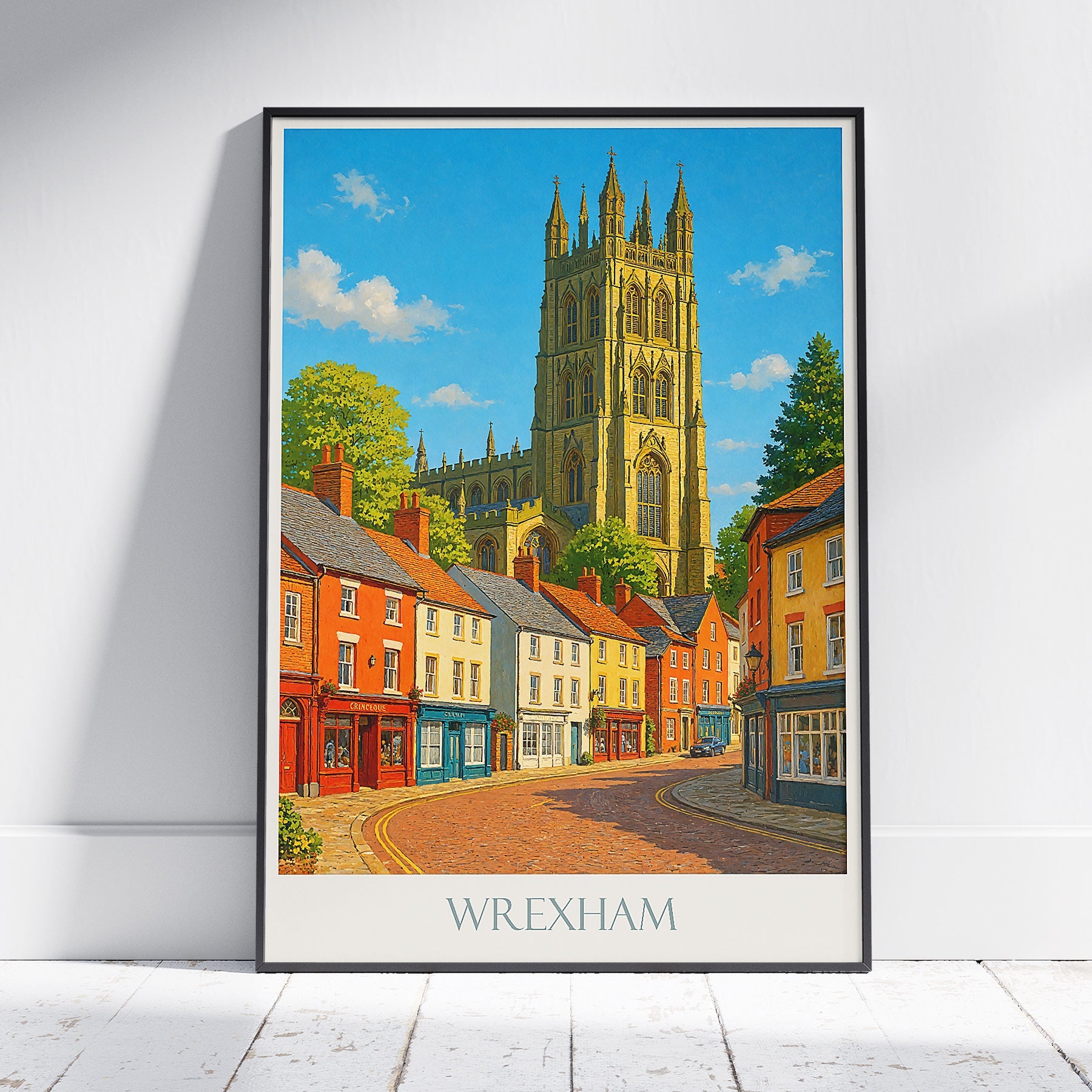 Wrexham Travel Poster, St Giles Church Art Print | Welsh Town Wall Decor | UK Vacation Gift
