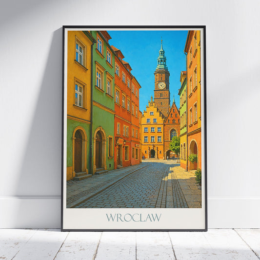 Wroclaw Travel Poster, Colorful Old Town Facades | Poland Cityscape Art Print | Historic European Decor