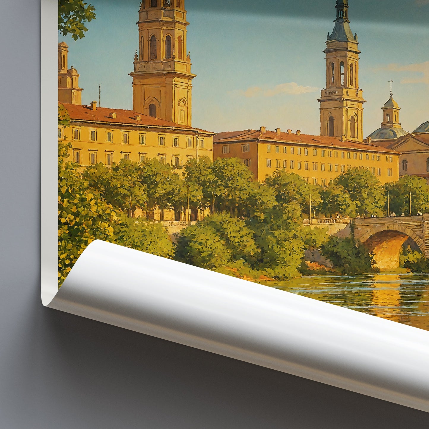 Zaragoza Travel Poster ~ Basilica del Pilar Sunset Art Print | Spain City Wall Decor | European Vacation Gift