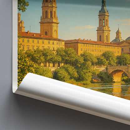Zaragoza Travel Poster ~ Basilica del Pilar Sunset Art Print | Spain City Wall Decor | European Vacation Gift