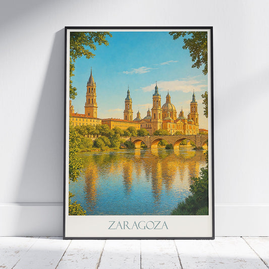 Zaragoza Travel Poster ~ Basilica del Pilar Sunset Art Print | Spain City Wall Decor | European Vacation Gift