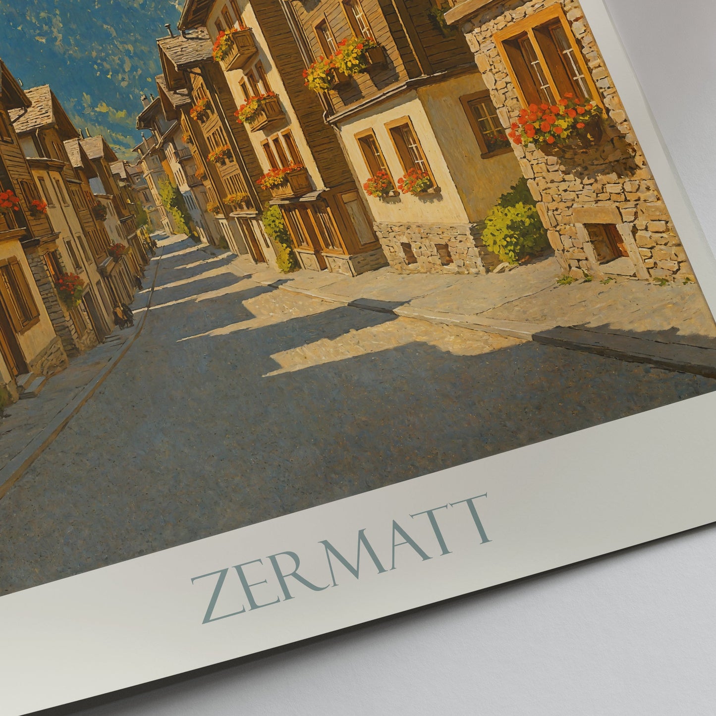 Zermatt Travel Poster, Matterhorn Switzerland Painted Wall Art Print | Alpine Home Decor | Switzerland Vacation Gift