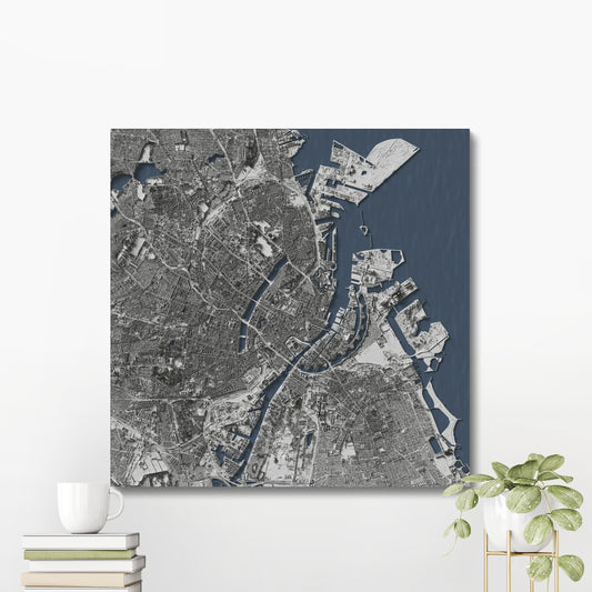 Copenhagen, Denmark ~ Shaded City Relief Map Print