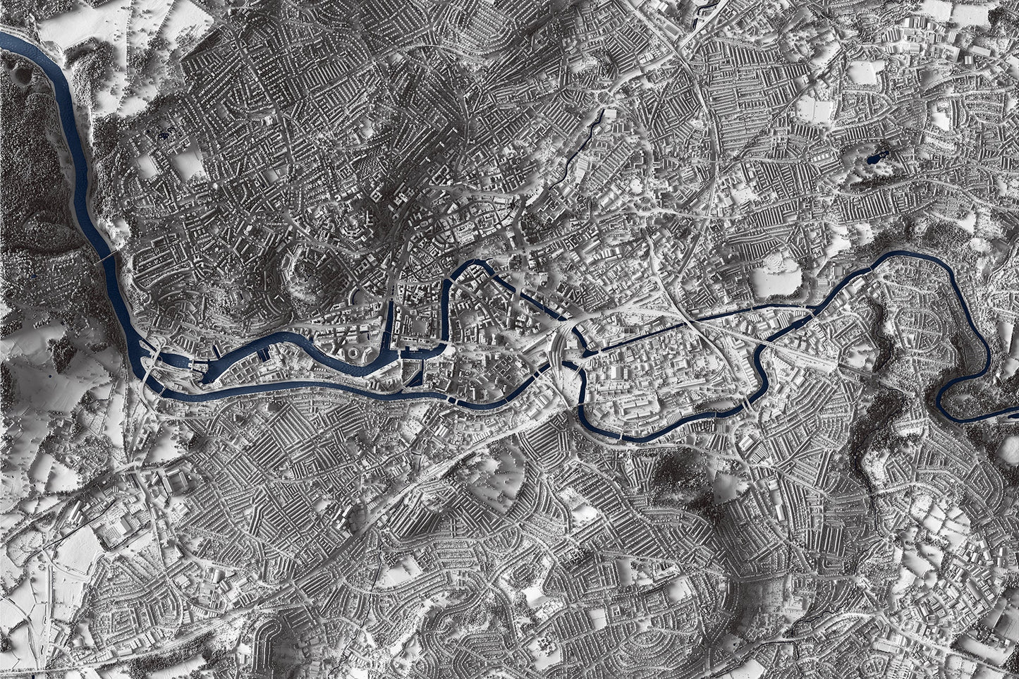 Bristol, UK ~ Shaded City Relief Map Print