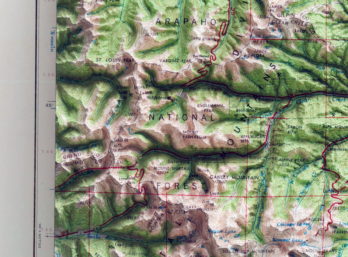 Denver, Colorado ~ 1963 Historic Topographic 2D Shaded Relief Map Print Poster Wall Art