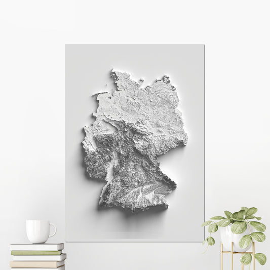 Germany 🇩🇪 ~ 2D Shaded Relief Map Topographic Print Poster