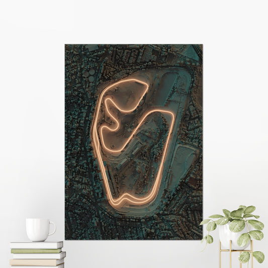 Interlagos Circuit ~ F1 Brazilian Grand Prix ~ 2D Shaded Relief Map Print Poster