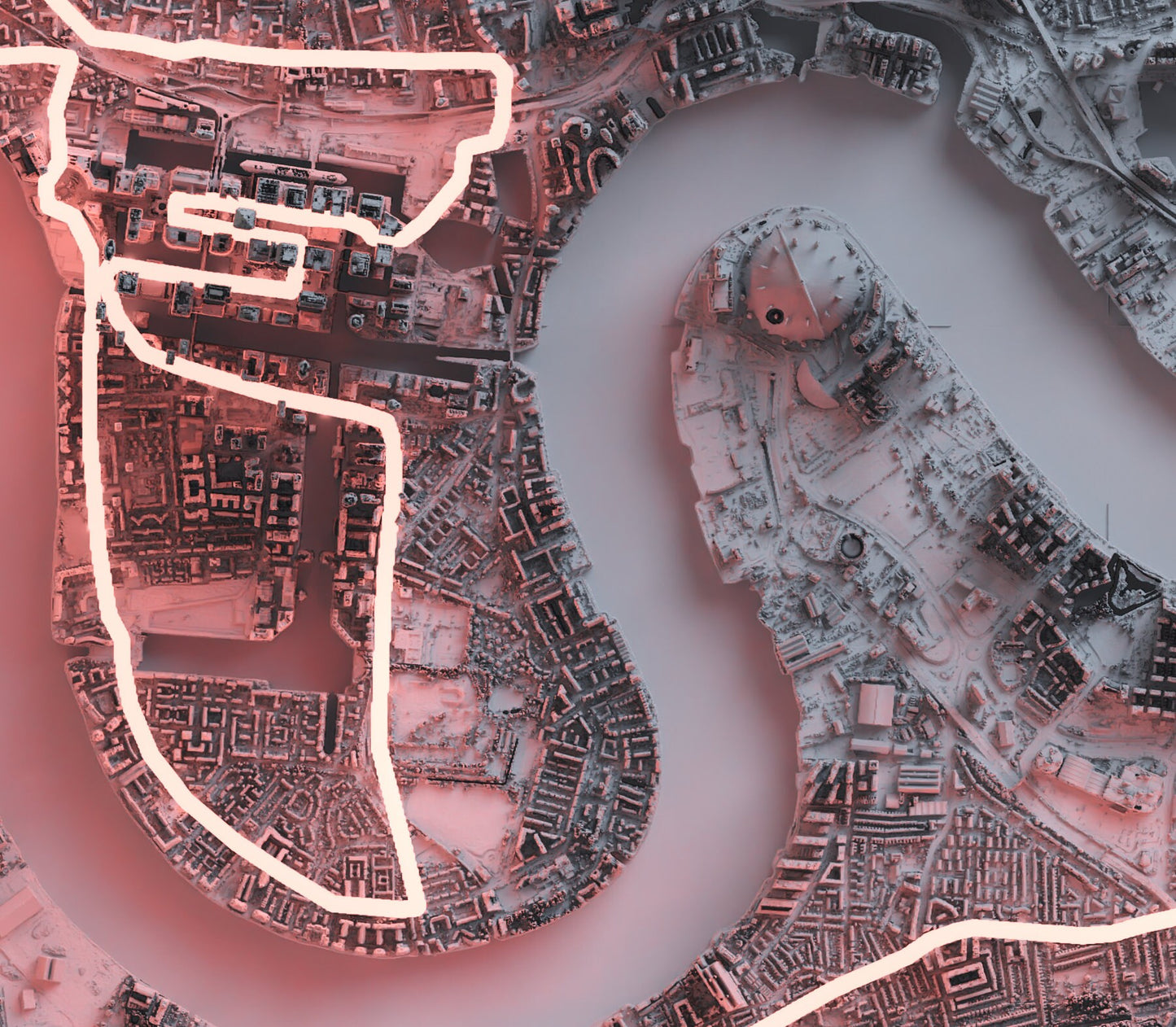 London Marathon Route ~ 2D Shaded Relief Map Print