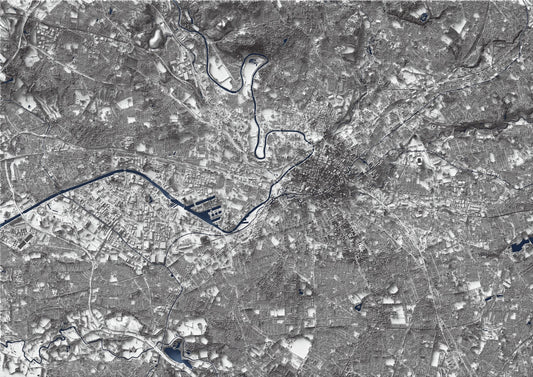 Manchester, UK ~ Shaded City Relief Map Print