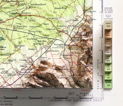 Oxford & Cotswolds, UK ~ 2D Shaded Relief Map Vintage Atlas Style Print