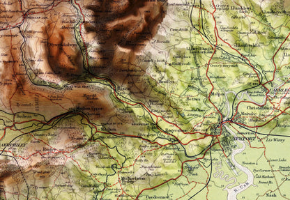 Bath & Bristol, UK ~ 2D Shaded Relief Map Vintage Atlas Style Print