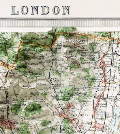 London Vintage Atlas 2D Shaded Relief Map ~ UKPrint