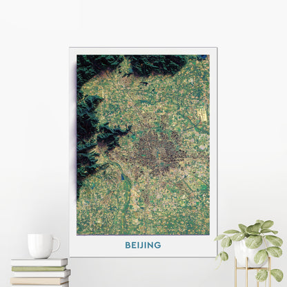 Beijing, China ~ 2D Aerial Imagery Shaded City Relief Map Print