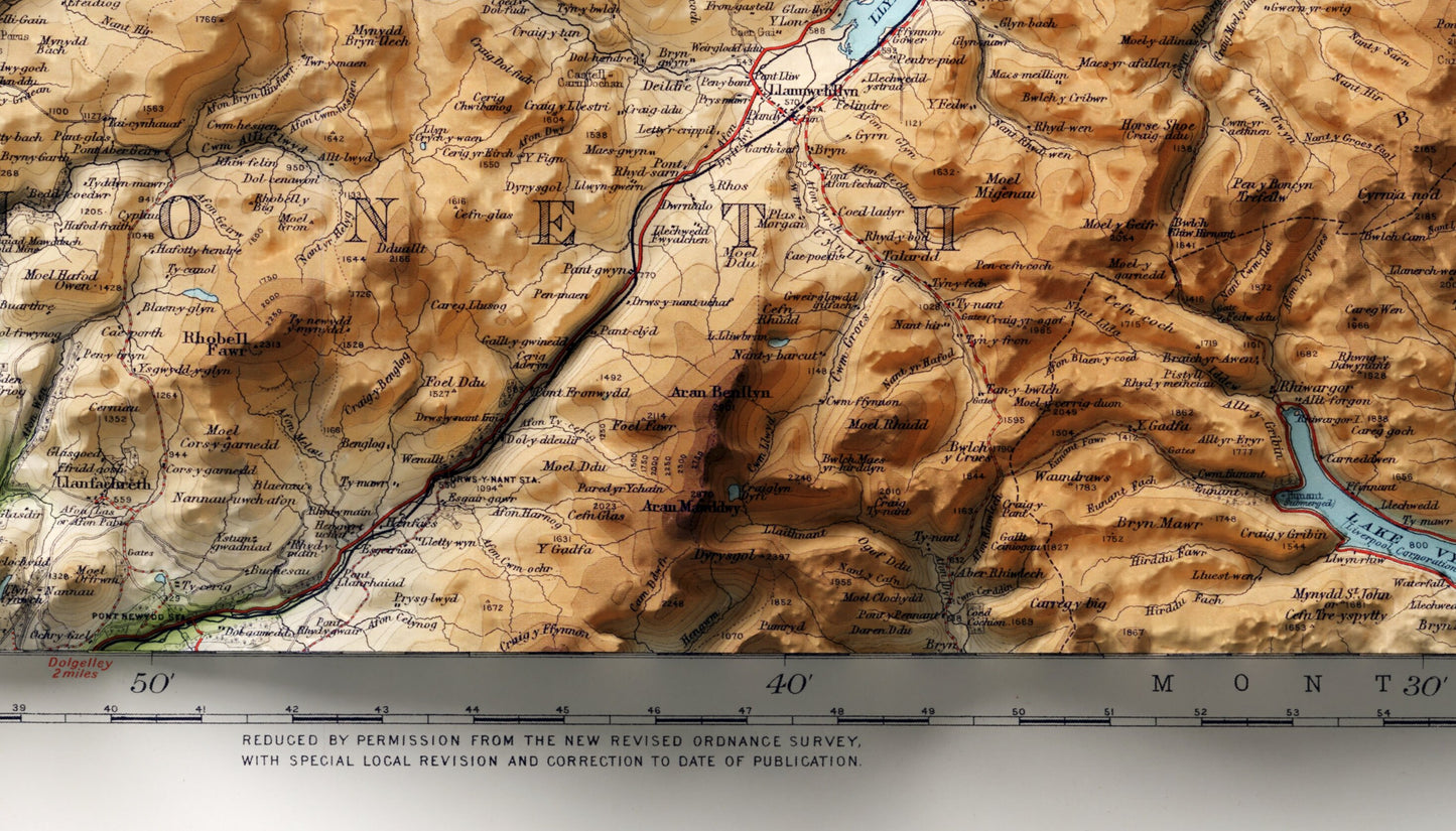 North Wales, Anglesey & Snowdonia Vintage Style 2D Shaded Relief Map ~ Print Topography