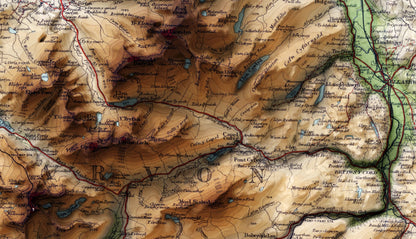 North Wales, Anglesey & Snowdonia Vintage Style 2D Shaded Relief Map ~ Print Topography