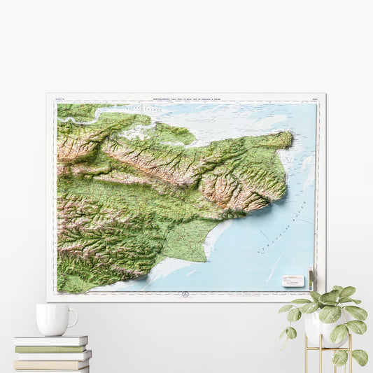 Kent Vintage Map Shaded Relief 2D Print ~ Print