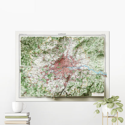 London Vintage Atlas 2D Shaded Relief Map ~ UKPrint