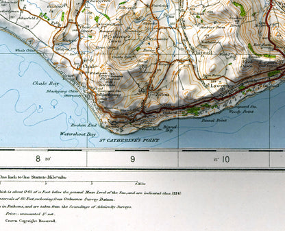 Isle of Wight ~ Vintage Map Shaded Relief 2D Print