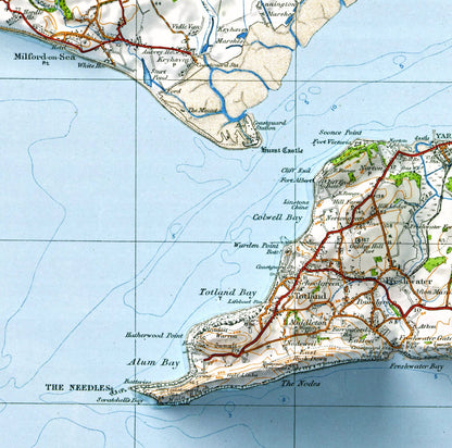 Isle of Wight ~ Vintage Map Shaded Relief 2D Print