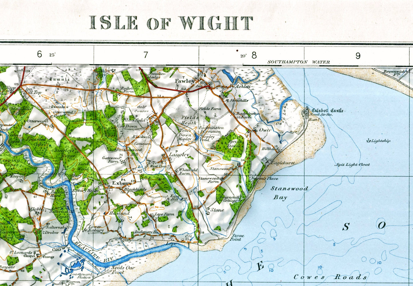 Isle of Wight ~ Vintage Map Shaded Relief 2D Print