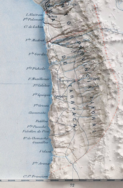 Peru Vintage Map 2D Shaded Relief ~ South America Print