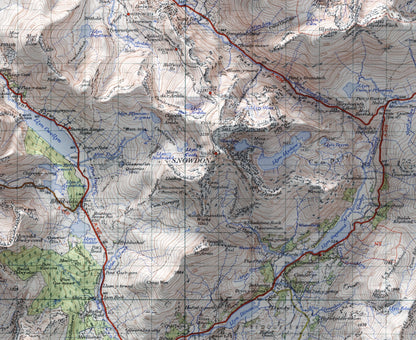 Snowdon ~ 2D Shaded Relief Map Vintage Style Print