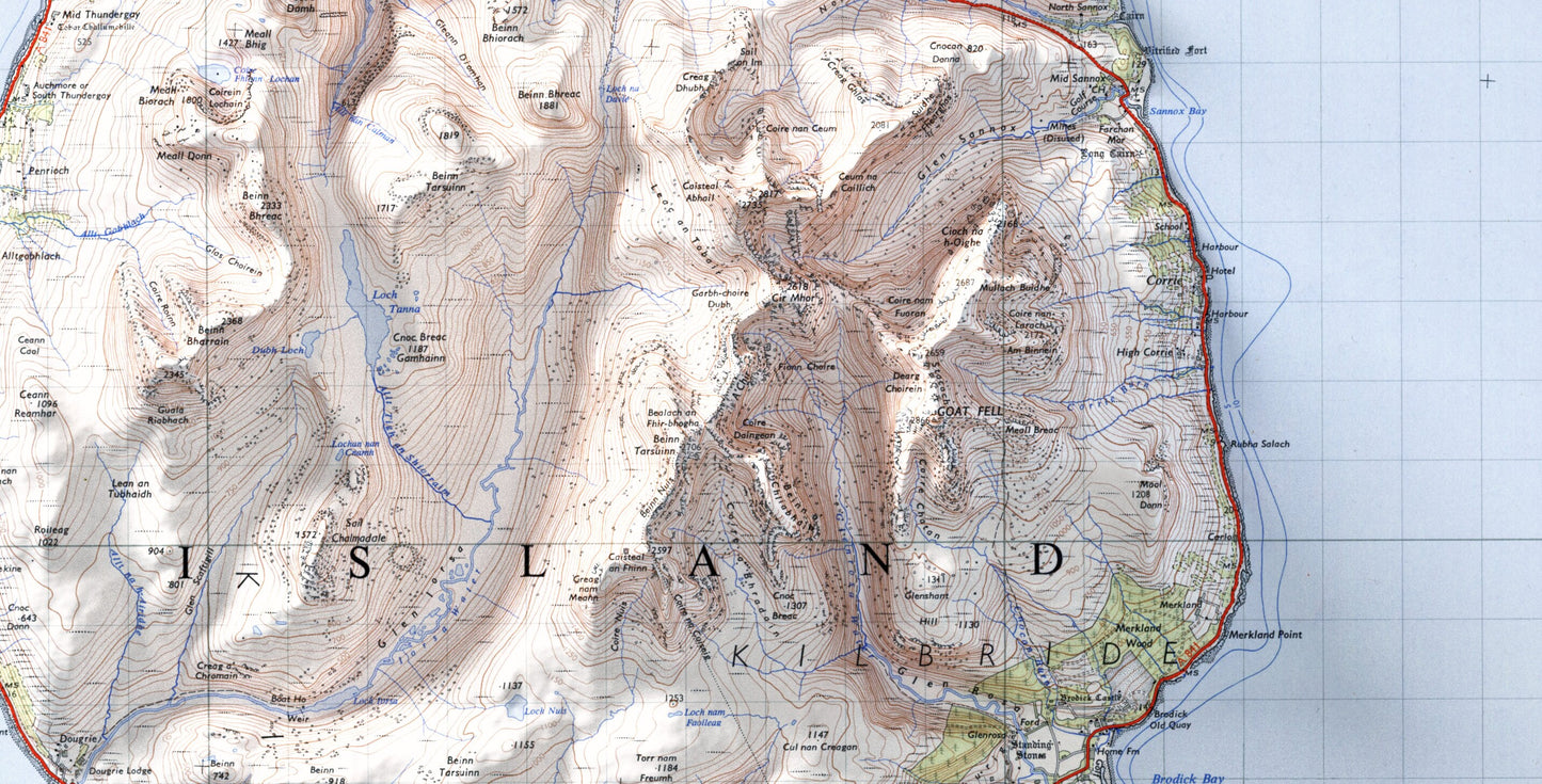 Isle of Arran, Scotland ~ 2D Shaded Relief Map Vintage Style Print