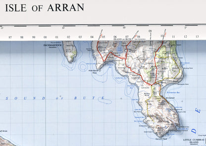 Isle of Arran, Scotland ~ 2D Shaded Relief Map Vintage Style Print