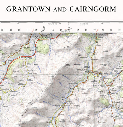 Grantown & Cairngorm, Scotland ~ 2D Shaded Relief Map Vintage Style Print