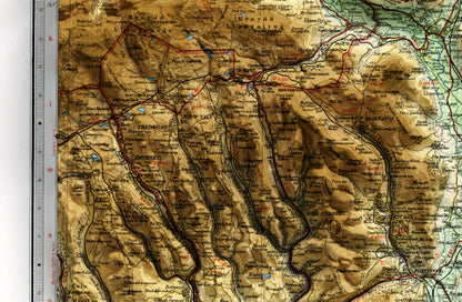 Wye Valley, Gloucestershire, Monmouth ~ 2D Shaded Relief Map Vintage Atlas Style Print