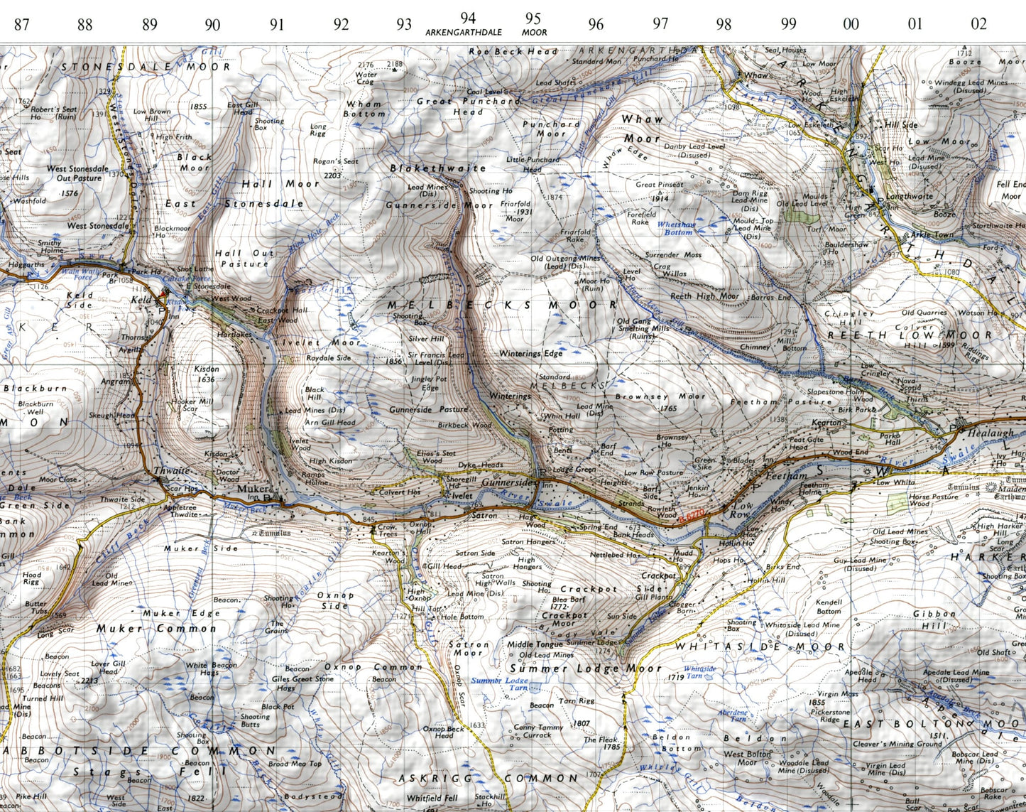 Wensleydale & Yorkshire Dales ~ 2D Shaded Relief Map Vintage Style Print