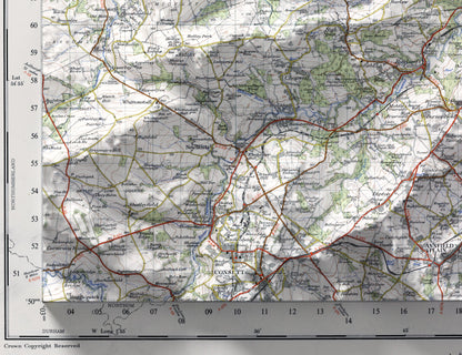 Newcastle upon Tyne ~ 2D Shaded Relief Map Vintage Style Print