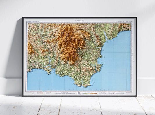 Dartmoor Shaded Relief Vintage Map 2D Print