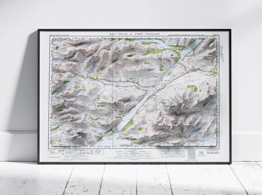 Ben Nevis & Fort William ~ 2D Shaded Relief Map Vintage Atlas Style Print