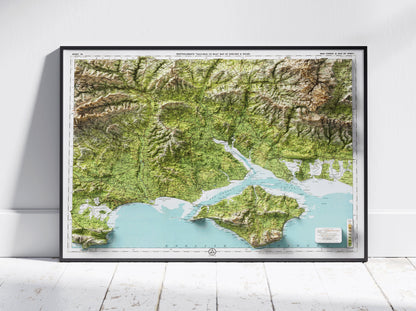 New Forest & Isle of Wight, UK ~ 2D Shaded Relief Map Vintage Atlas Style Print