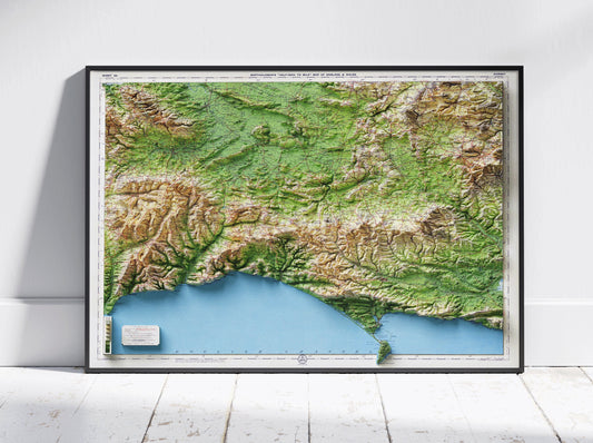 Dorset, UK ~ 2D Shaded Relief Map Vintage Atlas Style Print