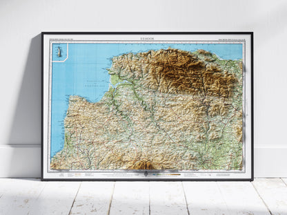 Exmoor 2D Shaded Relief Vintage Map Print