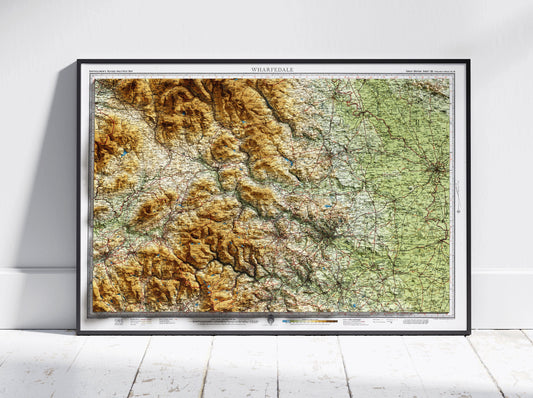 Wharfedale Shaded Relief Vintage Map 2D Print