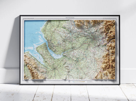 Merseyside ~ 2D Shaded Relief Map Vintage Atlas Style Print